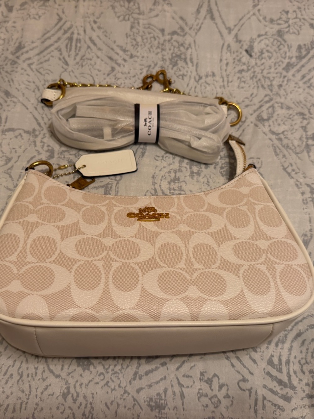 Coach Signature Mini Shoulder Bag in Blush Pink with Gold Hardware